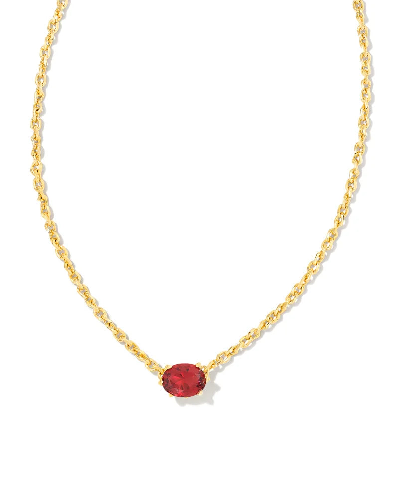 Kendra Scott Jae Star Gold Necklace in Bright Red Glass