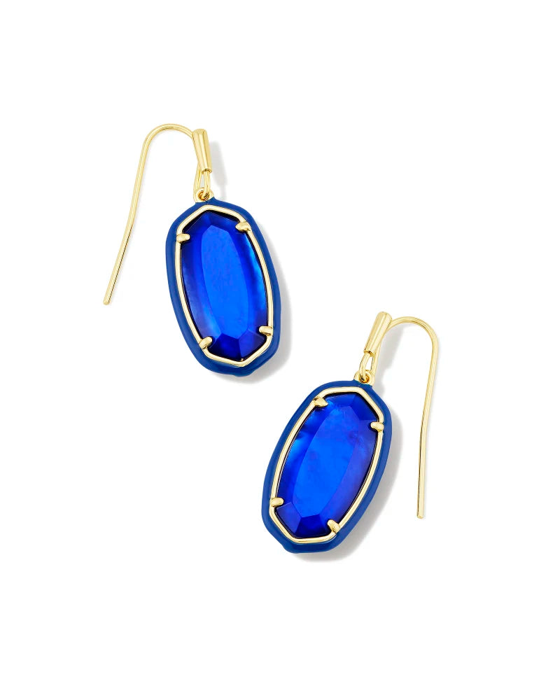 Kendra Scott Dani Gold Enamel Framed Drop Earrings in Cobalt Illusion-Kendra Scott-The Bugs Ear