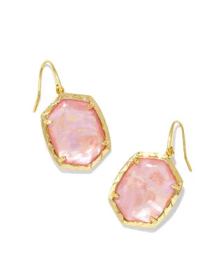 Kendra Scott Daphne Gold Drop Earrings in Light Pink Iridescent Abalone-Kendra Scott-The Bugs Ear