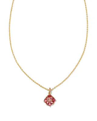 Kendra Scott Dira Gold Crystal Short Pendant Necklace in Pink Mix-Kendra Scott-The Bugs Ear