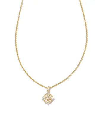 Kendra Scott Dira Gold Crystal Short Pendant Necklace in White Crystal-Kendra Scott-The Bugs Ear