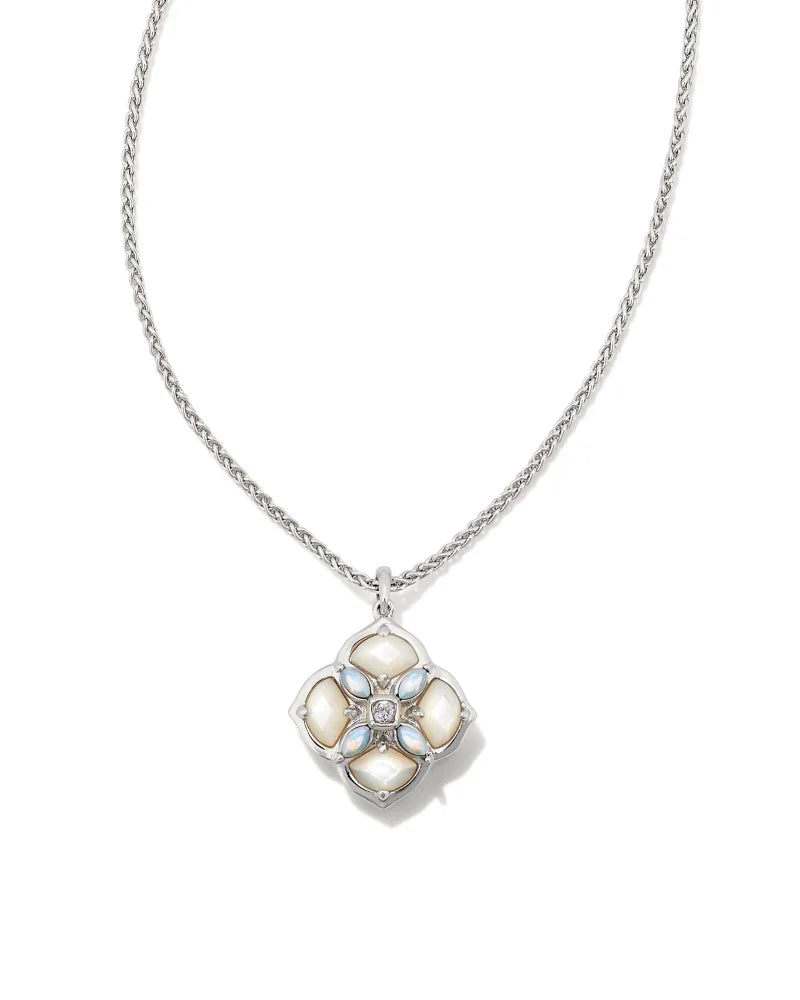 Kendra Scott Dira Stone Silver Short Pendant Necklace in Ivory Mix-Kendra Scott-The Bugs Ear