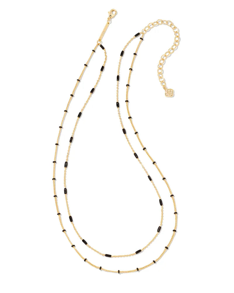 Kendra Scott Dottie Gold Multi Strand Necklace in Black-Kendra Scott-The Bugs Ear