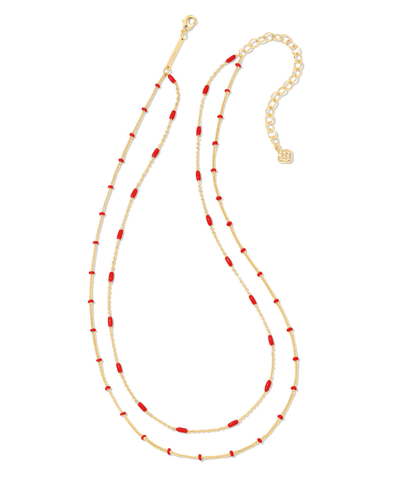 Kendra Scott Dottie Gold Multi Strand Necklace in Red-Kendra Scott-The Bugs Ear