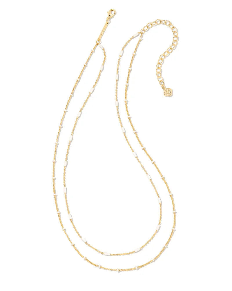 Kendra Scott Dottie Gold Multi Strand Necklace in White-Kendra Scott-The Bugs Ear