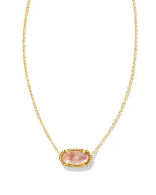 Kendra Scott Elisa Gold Pendant Necklace in Light Pink Iridescent
