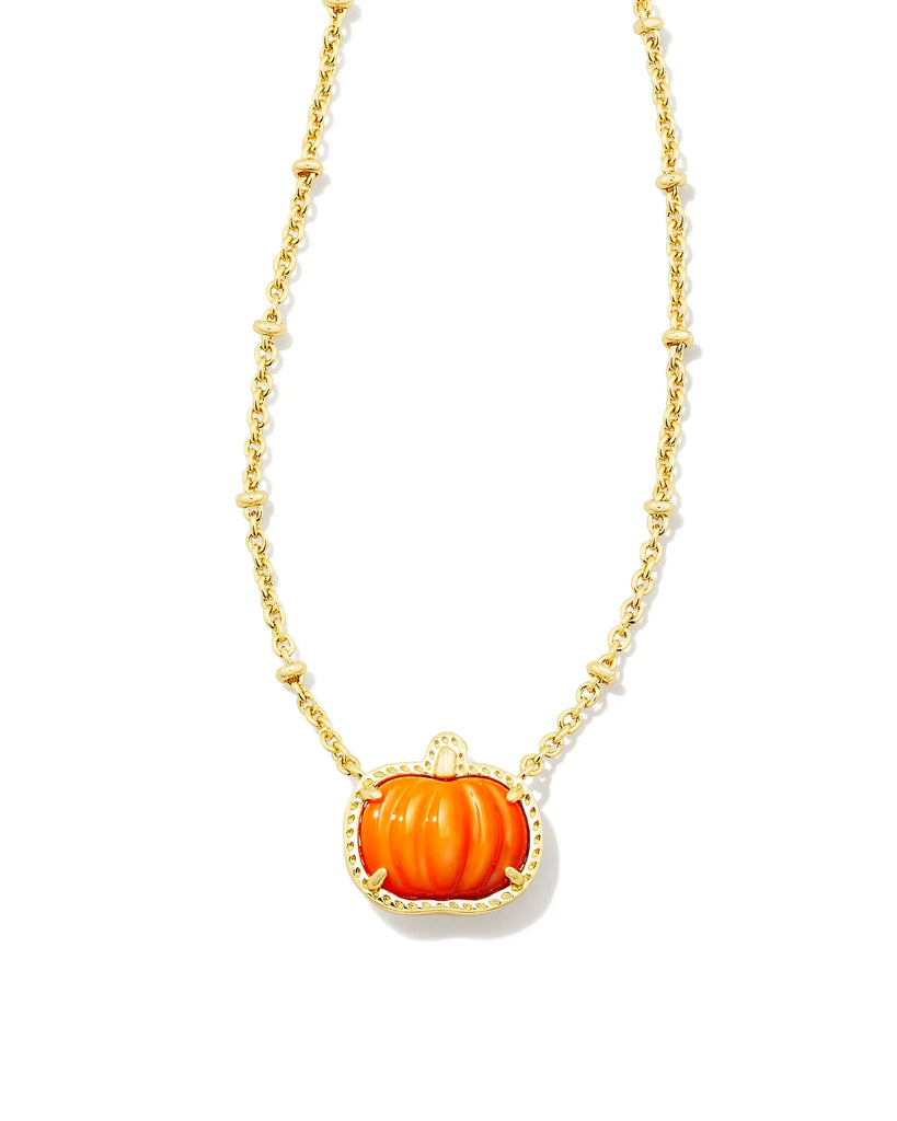 Kendra Scott Pumpkin Short Pendant Necklace Gold Orange Mother Of Pearl-Kendra Scott-The Bugs Ear