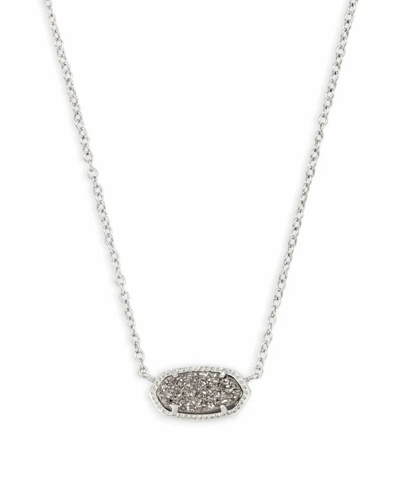 Kendra Scott Elisa Silver Pendant Necklace in Platinum Drusy-Kendra Scott-The Bugs Ear