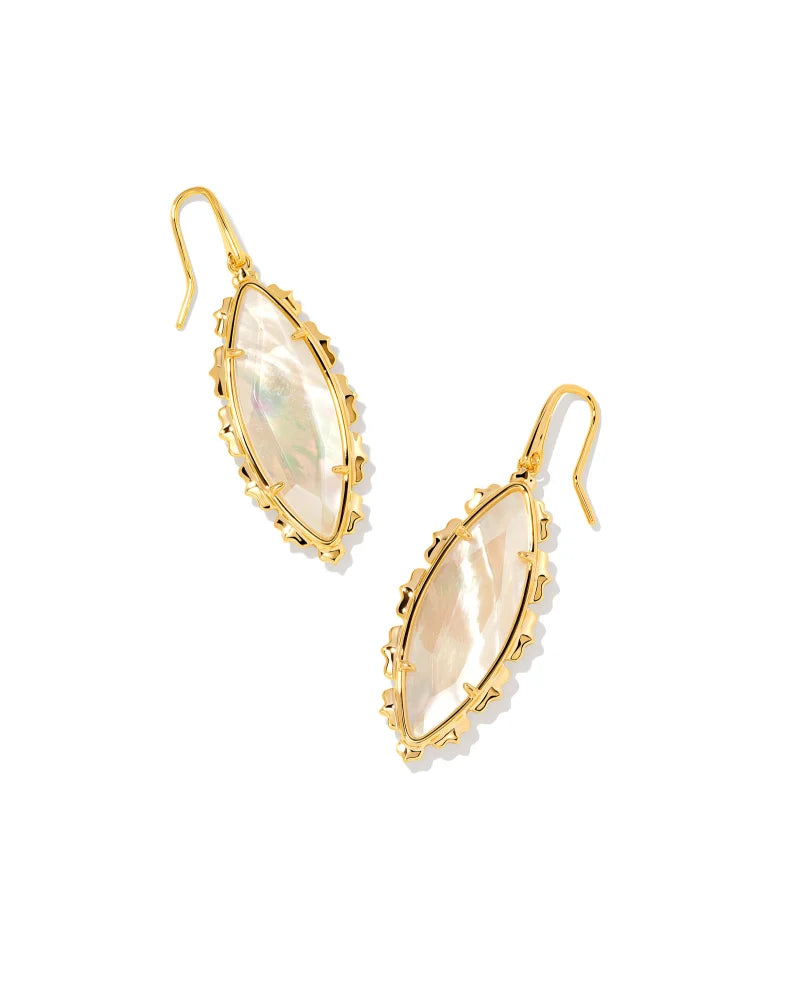 Kendra Scott Genevieve Gold Drop Earrings in Ivory Mother-of-Pearl-Kendra Scott-The Bugs Ear