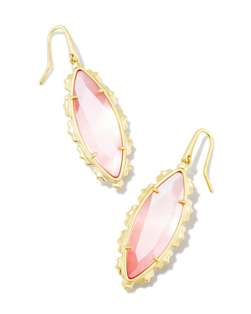 Kendra Scott Genevieve Gold Drop Earrings in Luster Plated Pink Cat's Eye-Kendra Scott-The Bugs Ear