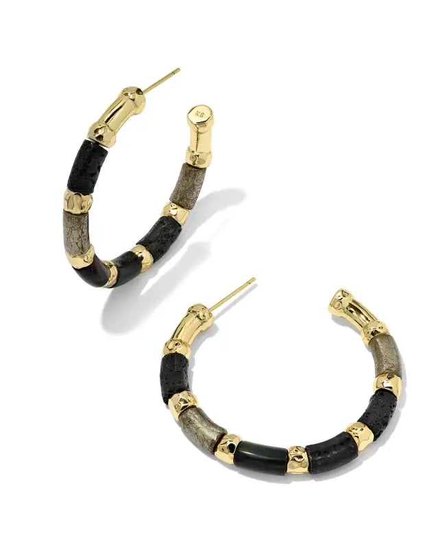 Kendra Scott Gigi Gold Hoop Earrings in Black Mix-Kendra Scott-The Bugs Ear