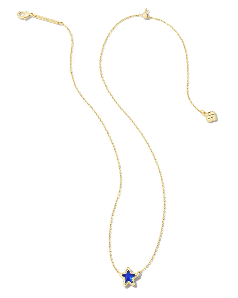 Kendra Scott Jae Gold Star Small Short Pendant Necklace in Cobalt Blue Illusion-Kendra Scott-The Bugs Ear