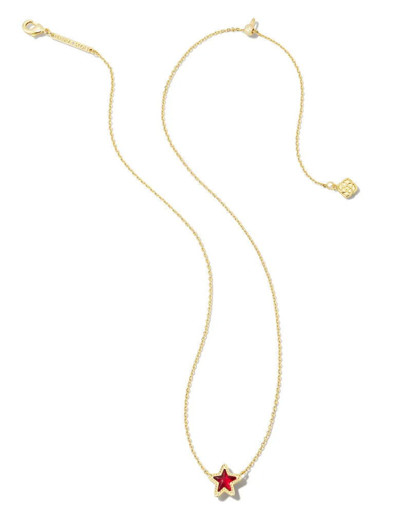 Kendra Scott Jae Gold Star Small Short Pendant Necklace in Cranberry Illusion-Kendra Scott-The Bugs Ear