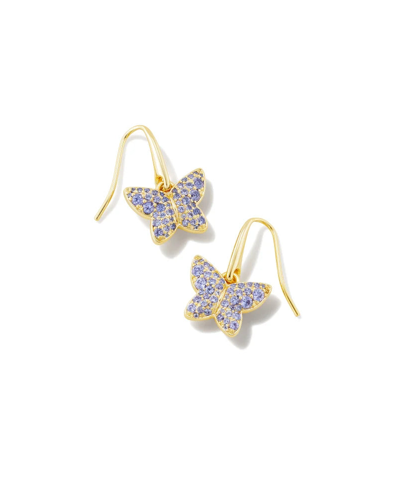 Kendra Scott Lillia Crystal Butterfly Gold Drop Earrings in Violet Crystal-kendra Scott-The Bugs Ear