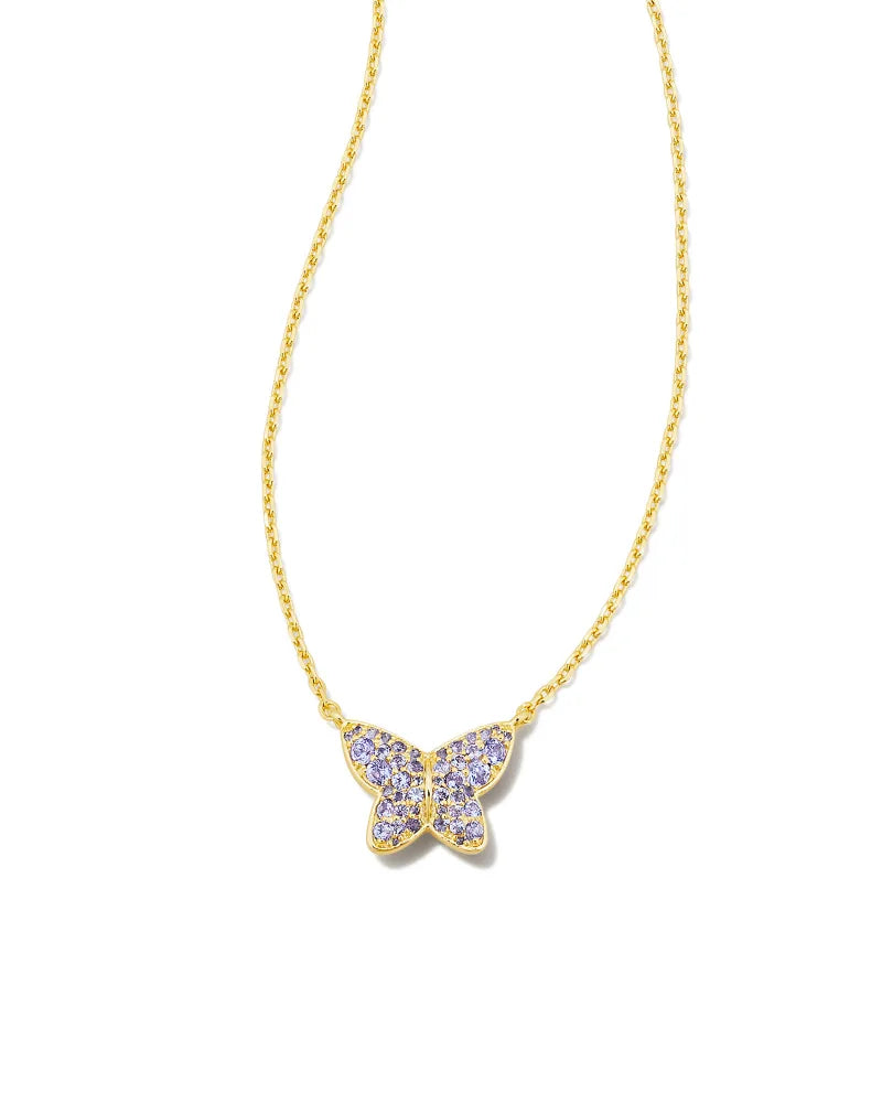 Kendra Scott Lillia Crystal Butterfly Gold Pendant Necklace in Violet Crystal-kendra Scott-The Bugs Ear