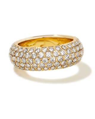 Kendra Scott Mikki Gold Pave Band Ring in White Crystal-Kendra Scott-The Bugs Ear
