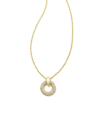 Kendra Scott Mikki Gold Pave Short Pendant Necklace in White Crystal-Kendra Scott-The Bugs Ear