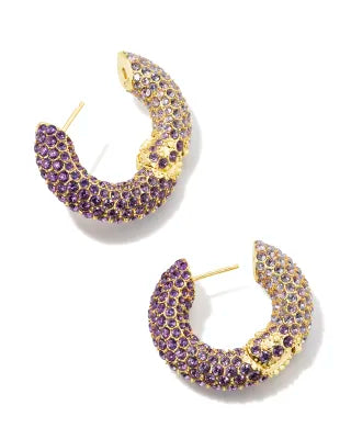 Kendra Scott Mikki Gold Pave Hoop Earrings in Purple Mauve Ombre Mix-Kendra Scott-The Bugs Ear