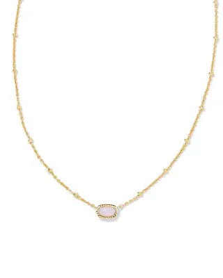 Kendra Scott Mini Elisa Gold Satellite Short Pendant Necklace in Pink Opalite Crystal