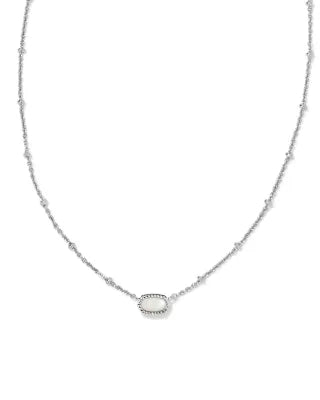 Kendra Scott Mini Elisa Silver Satellite Short Pendant Necklace in Ivory Mother of Pearl-Kendra Scott-The Bugs Ear