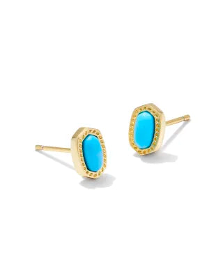 Kendra Scott Mini Ellie Gold Stud Earrings in Turquoise Magnesite-Kendra Scott-The Bugs Ear