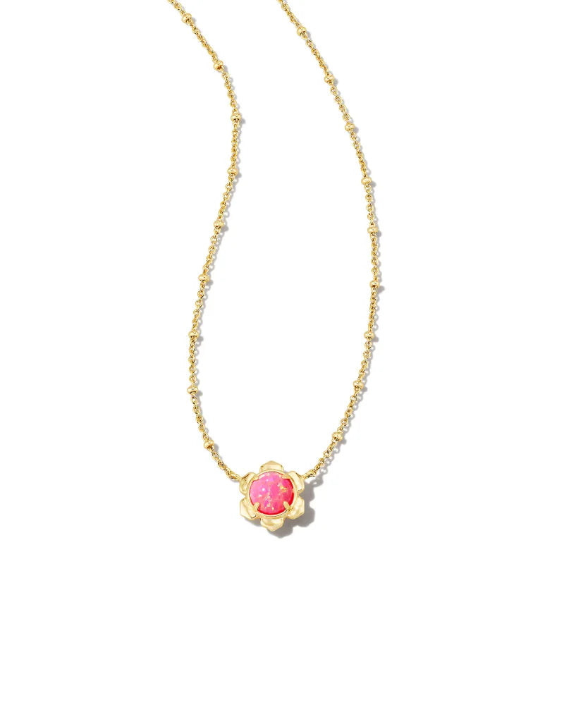 Kendra Scott Susie Gold Short Pendant Necklace in Hot Pink Kyocera-Kendra Scott-The Bugs Ear