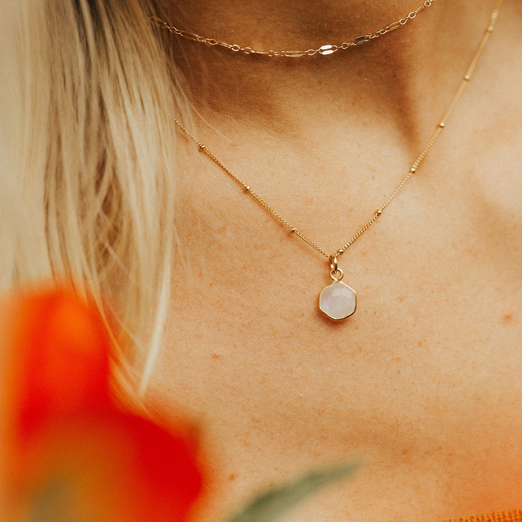 Moonstone Gemstone Necklace-Made By Mary-The Bugs Ear