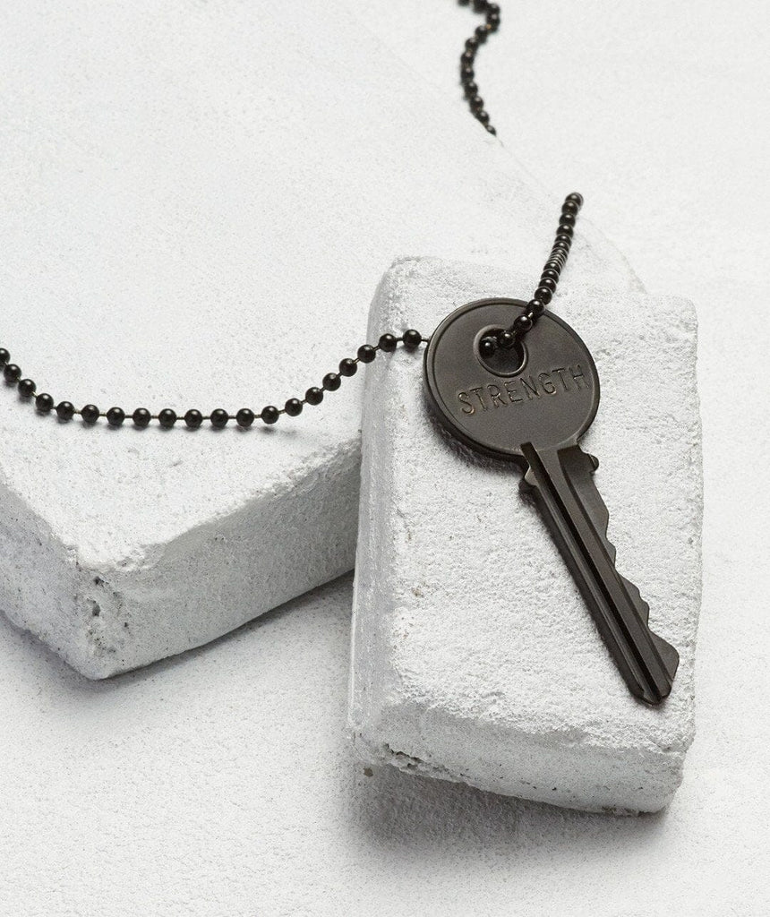 The Giving Keys Matte Black Classic Ball Chain Key Necklace in Strength-The Giving Keys-The Bugs Ear