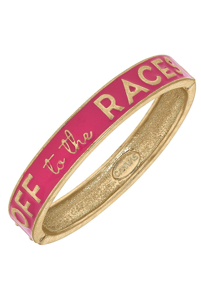 Off To The Races Enamel Hinge Bangle in Pink-Canvas Jewelry-The Bugs Ear