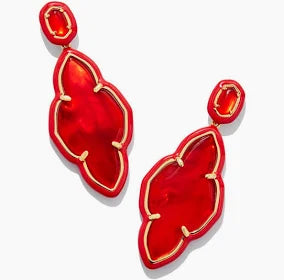 Kendra Scott Abbie Gold Enamel Frame Statment Earrings in Red Illusion-Kendra Scott-The Bugs Ear