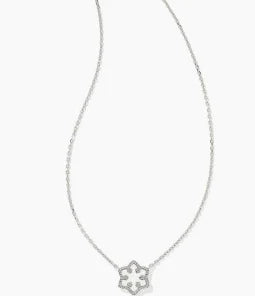 Kendra Scott Snowflake Silver Short Pendant Necklace in White Kyocera Opal-Kendra Scott-The Bugs Ear