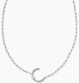 Kendra Scott Pearl Silver Letter Short Pendant Necklace in White Pearl-Kendra Scott-The Bugs Ear