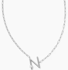 Kendra Scott Pearl Silver Letter Short Pendant Necklace in White Pearl-Kendra Scott-The Bugs Ear