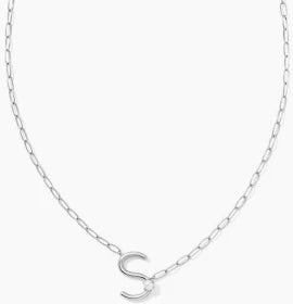 Kendra Scott Pearl Silver Letter Short Pendant Necklace in White Pearl-Kendra Scott-The Bugs Ear