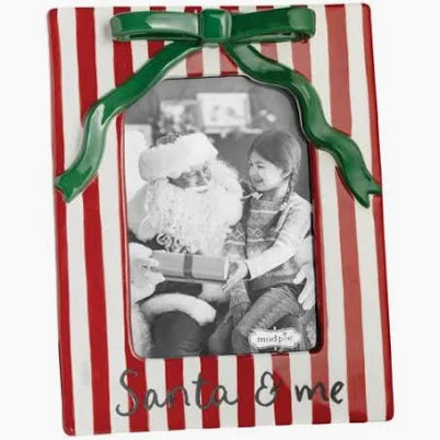 Ceramic Christmas Bow 4X6 Frame Mud Pie-Mud pie-The Bugs Ear