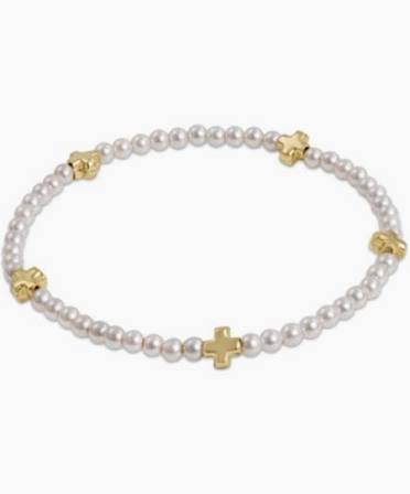 Enewton Signature Cross Small Pearl Pattern Bead Bracelet Gold 3mm-Enewton-The Bugs Ear