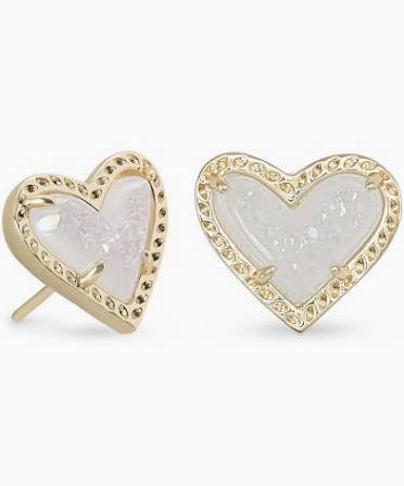 Kendra Scott Ari Heart Gold Stud Earrings in Iridescent Drusy-Kendra Scott-The Bugs Ear
