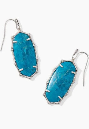 Kendra Scott Elle Vintage Silver Bamboo Frame Drop Earrings in Variegated Indigo Magnesite-Kendra Scott-The Bugs Ear