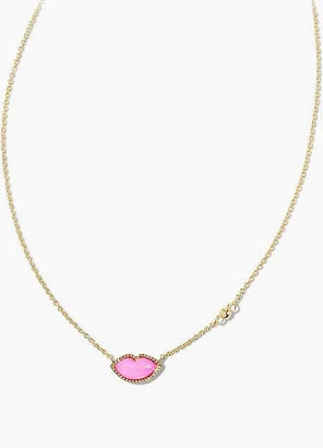 Kendra Scott Lips Gold Pendant Necklace in Hot Pink Mother-of-Pearl-Kendra Scott-The Bugs Ear