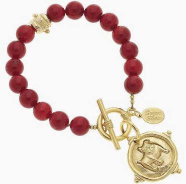 Susan Shaw Bulldog in Red Coral Bracelet-Susan Shaw-The Bugs Ear