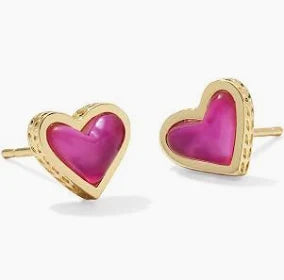 Kendra Scott Framed Ari Heart Gold Stud Earrings in Azalea Illusion-Kendra Scott-The Bugs Ear