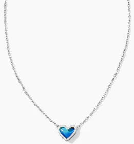 Kendra Scott Framed Ari Heart Silver Short Pendant Necklace in Mood Stone-Kendra Scott-The Bugs Ear