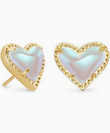 Kendra Scott Ari Heart Gold Stud Earrings in Dichroic Glass-Kendra Scott-The Bugs Ear