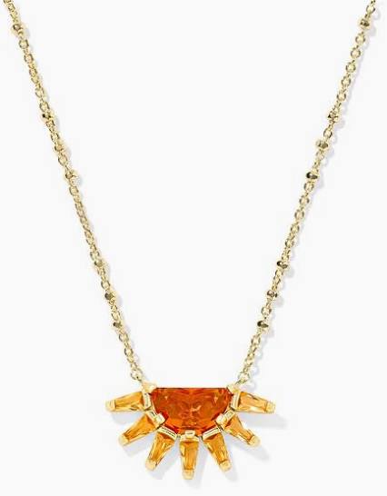 Kendra Scott Samantha Sun Gold Short Pendant Necklace in Orange Glass-Kendra Scott-The Bugs Ear