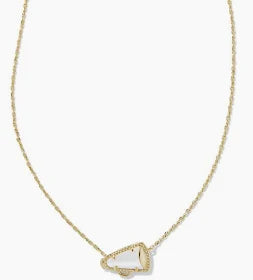 Kendra Scott Cheer Gold Short Pendant Necklace in White Mother-of-Pearl-Kendra Scott-The Bugs Ear