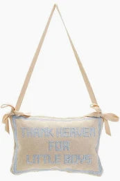 Thank Heaven Embroidered Pillow Door Hanger Décor Little Boy or Girl-Two's Company-The Bugs Ear
