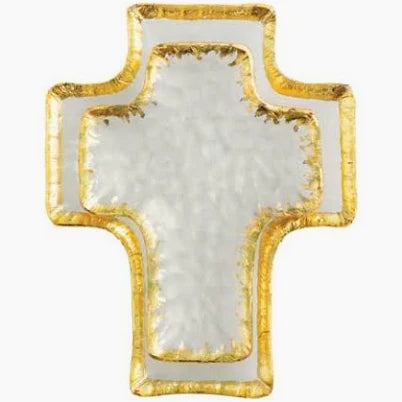 Gold Glass Cross Nested Tidbit Trays Mud Pie-Mud pie-The Bugs Ear