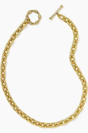 Kendra Scott Maura Vintage Gold Chain Necklace in White Crystal-Kendra Scott-The Bugs Ear