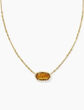 Kendra Scott Elisa Vintage Gold Bamboo Frame Short Pendant Necklace in Marbled Amber Illusion-Kendra Scott-The Bugs Ear