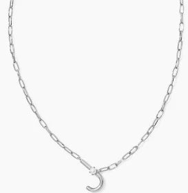 Kendra Scott Pearl Silver Letter Short Pendant Necklace in White Pearl-Kendra Scott-The Bugs Ear